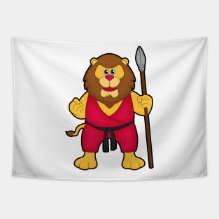 Lion as Warrior with Spear Tapestry