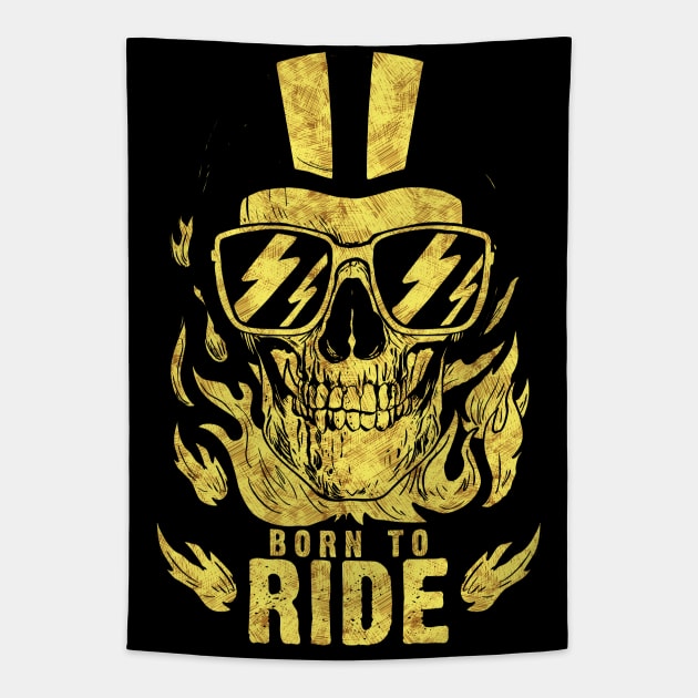 Born to Ride Skull Fire Helmet for all the open road lovers Tapestry by Naumovski