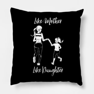 Jogging and running mom and daughter Pillow