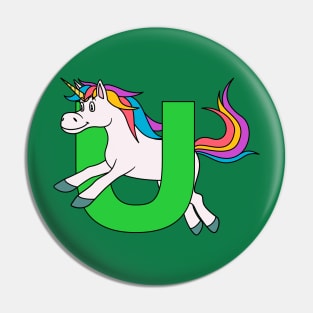 Letter U with Unicorn Pin