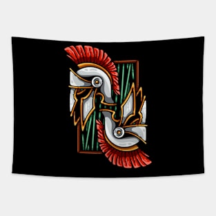 Twin Spartan Helmets Tapestry