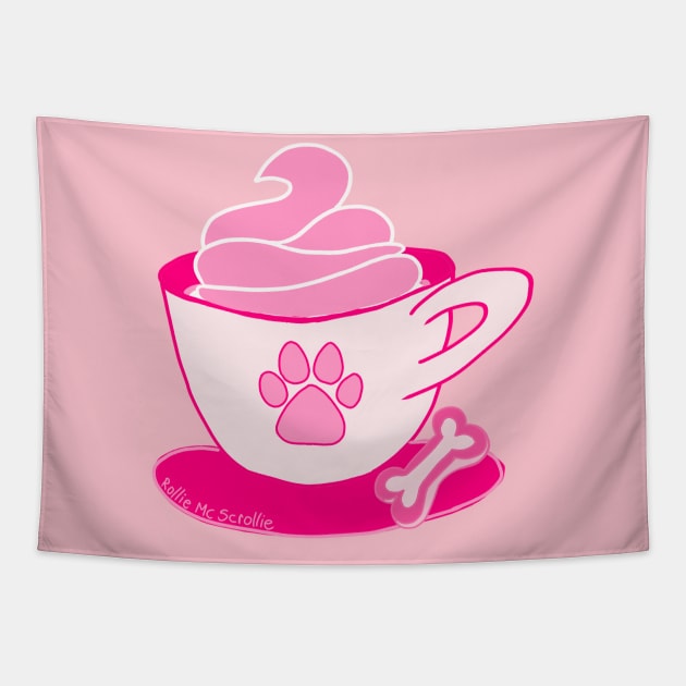 Puppuccino Dog Coffee Pup Cup Tapestry by ROLLIE MC SCROLLIE