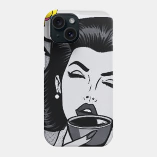 Wake Up and Smell The Coffee Black and White Pop Art Phone Case