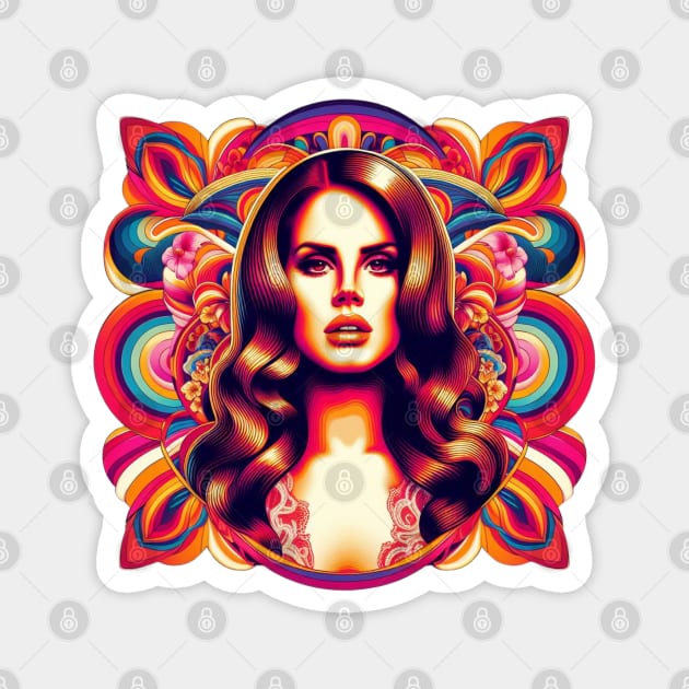 Lana Del Rey - 1960s inspired portrait Magnet by Tiger Mountain Design Co.