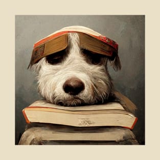 Tired pup on book pile T-Shirt