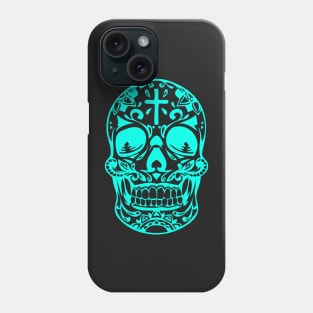 Neon blue designer skeleton head Phone Case