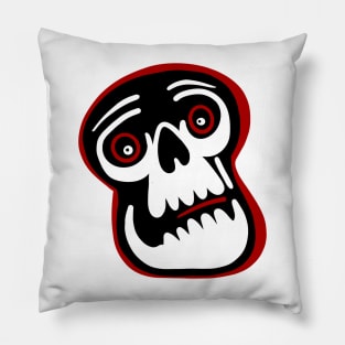 Cartoon skull with red highlights Pillow