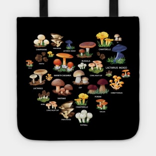 Heart Collection edible mushrooms and toadstools / mycology student gift idea / mycology lover present  / Mushroom Fungi Tote