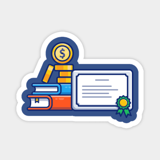 Scholarship, Book Certificate And Coin Cartoon Magnet