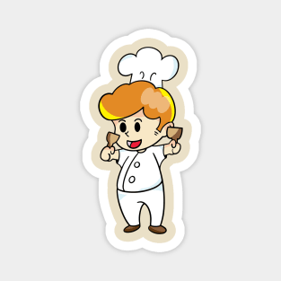 chef cartoon character  drawing design Magnet