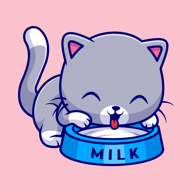 Cute Cat Drink Milk Cartoon by Catalyst Labs