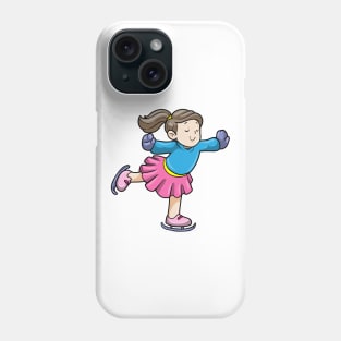 Girl at Ice skating with Gloves Phone Case