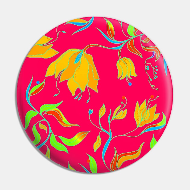 Pink Floral colorful artwork Pin by jen28