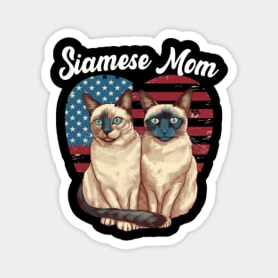 Cat Mom 4th of July Siamese Cat Heart Magnet