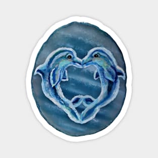 Kissing Dolphins Blue Agate Magnet