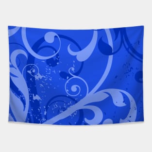 Blue Floral Art Tapestry