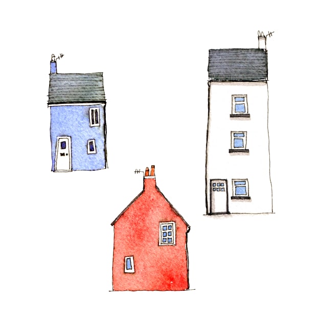 Watercolor Houses in Devon by NicSquirrell