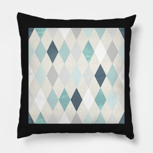 Simple Argyle Pattern in Blue and Silver Pillow