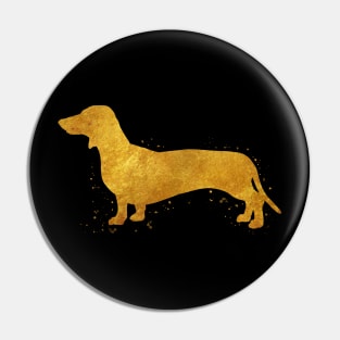 Dachshund dog golden art Pin