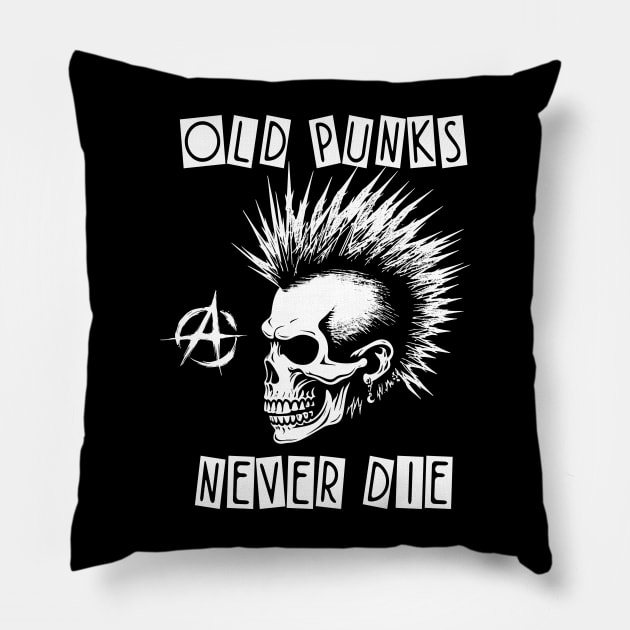 Punk Rock - Old Punks Never Die Pillow by Tshirt Samurai