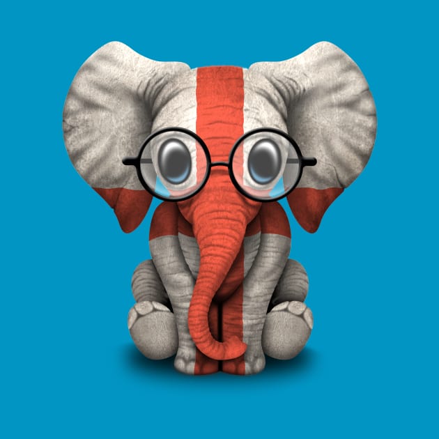 Baby Elephant with Glasses and English Flag by jeffbartels