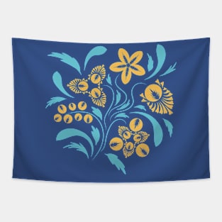 Folk flowers floral art print Flowers abstract art Tapestry