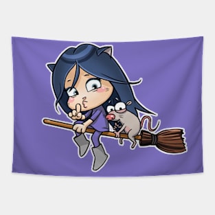 Kitty The Witch Closed Mouth Tapestry