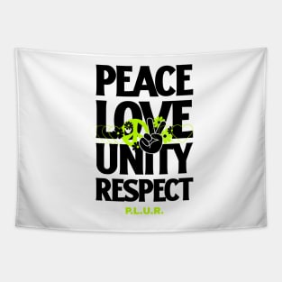 PEACE LOVE UNITY RESPECT (green/black) Tapestry