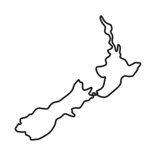 Map of New Zealand Showing North Island and South Island Continuous Line Drawing T-Shirt