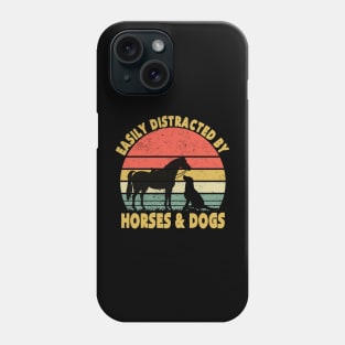 Easily distracted by horses and dogs I like heart horse dog Phone Case