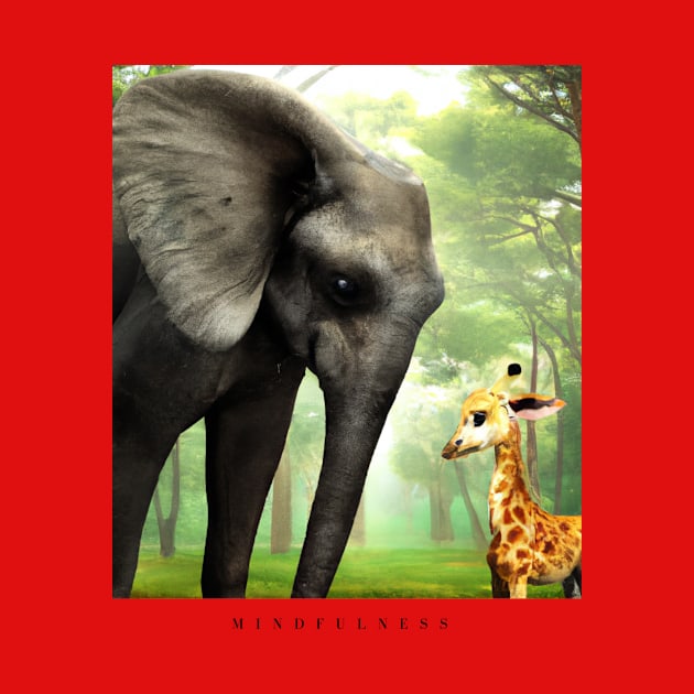 Stunning Digital Art Animal Prints: Baby Elephant and Giraffe" by Karen Ankh Custom T-Shirts & Accessories