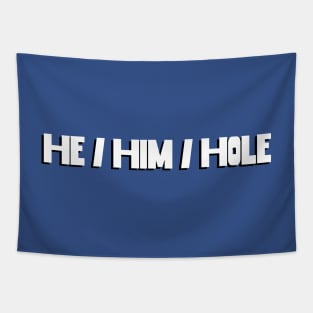 He / Him / Hole Tapestry