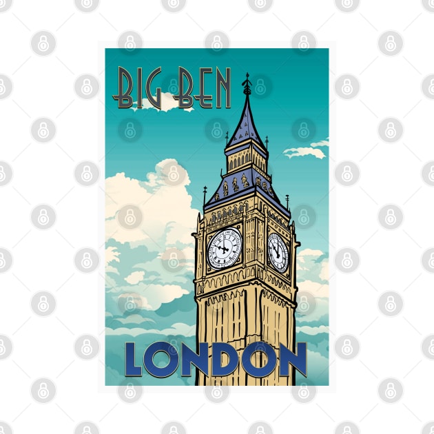 Big Ben Retro Travel Poster by Sarahmw