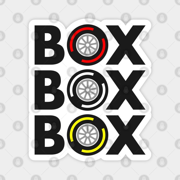 "Box Box Box" F1 Tyre Compound Design Magnet by DavidSpeedDesign