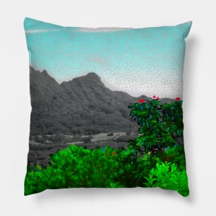 Olomana from Pali Lookout, Oahu, Hawaii Pillow