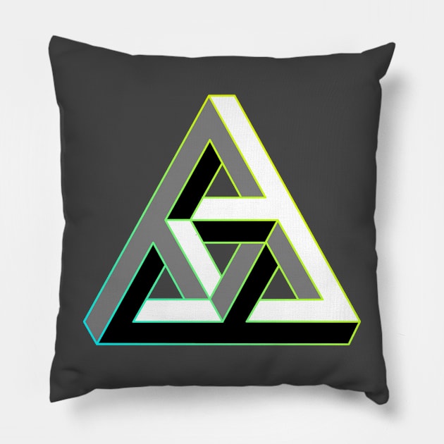 Even more impossible triangle with cyan to yellow gradient edge Pillow by TRIME