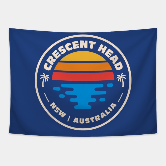 Retro Crescent Head New South Wales NSW Australia Vintage Beach Emblem Tapestry by Now Boarding