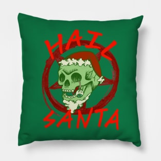 Hail Santa - Halloween Christmas Zombie Rocker Skull Pillow