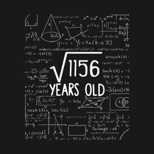 Square Root of 1156: 34th Birthday 34 Years Old T-Shirt T-Shirt