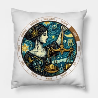 ZODIAC Libra - Astrological LIBRA - LIBRA - ZODIAC sign - Van Gogh style - 10 Pillow