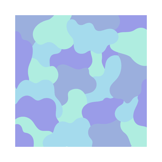 Colourful Blob Abstract Pattern in Soft Blue and Cyan by moonrsli
