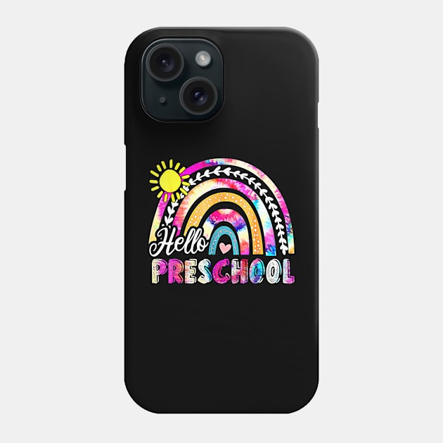 Back To School Rainbow Tie Dye Teacher Hello Preschool Phone Case by everetto