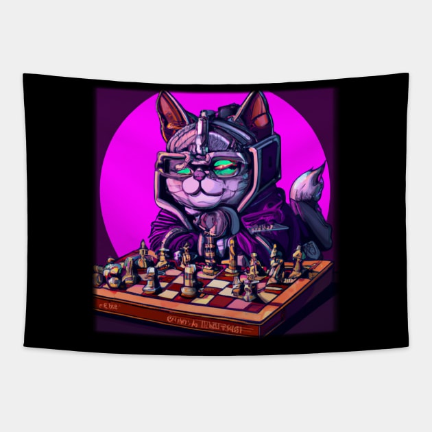 Cyberpunk Kitty Tapestry by Bigrum P. Bear Designs
