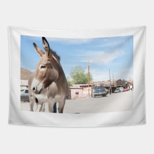 Oatman donkey in main street of small old ghost town on Route 66. Tapestry