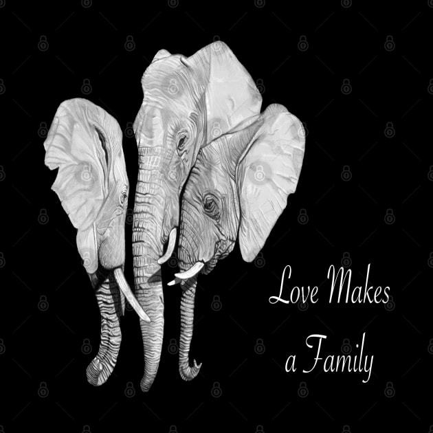 Elephant family - love makes a family - naming day - adoption - christening - baptism by IslesArt