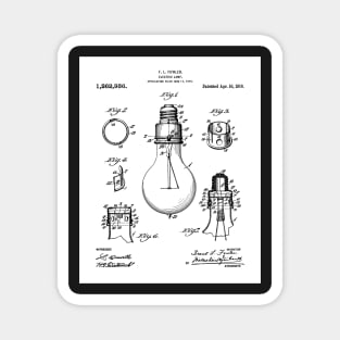 Electric Lamp Patent - Housewarming Home Hallway Art - White Magnet