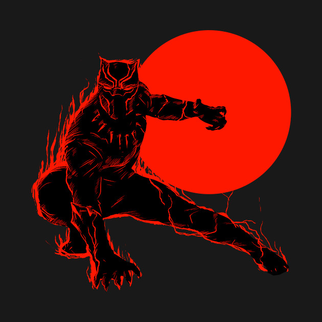 Discover Sunset Panther - Black Panther - T-Shirt