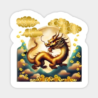 The majestic golden dragon bestows auspicious blessings. Magnet