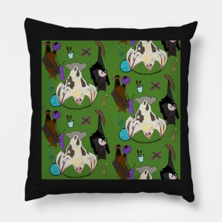 Crafty Bats Tatting Crafting Fruit Bat Fiber Arts Animals in Moss Green Pillow