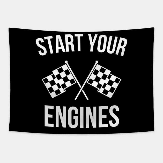 Start your Engines Race Flags Tapestry by Vooble